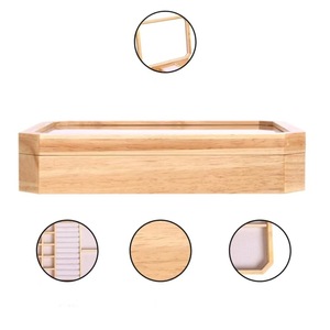 Wooden Jewelry Storage <b>Box</b> With Mirror Ring Display Tray For Necklace <b>Earring</b> Organization Desktop Organizer Large Capacity - Product Image 2