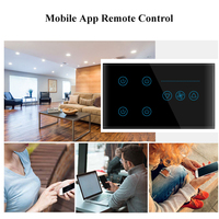Interruptor de Luz Inteligente WiFi de 4 Canales con Panel Táctil de Vidrio, Control Remoto por WiFi a través de la App Tuya, Compatible con Alexa y Google Voice Control, para Ventilador de Techo