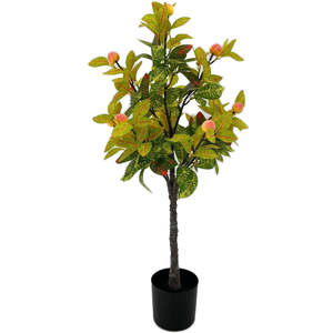 Árbol de Banyan Dorado, Decoración de Interiores para Oficina, Hotel, Jardín, Árbol de Melocotón Artificial Realista de 80 cm <span class=keywords><strong>en</strong></span> <span class=keywords><strong>Maceta</strong></span>, Árbol Artificial de Tacto Real - Product Image 2