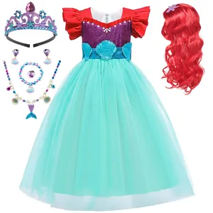 LZH – robe de fête d'anniversaire pour enfants, Costume Cosplay pour enfants, carnaval de pâques, robe princesse petite sirène Ariel