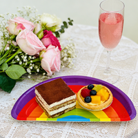 Vente en gros de Lanweier Pp-22, assiettes en papier jetables personnalisées en forme de demi-cercle, couleur arc-en-ciel, paquet de huit, pour restaurant, fête, barbecue