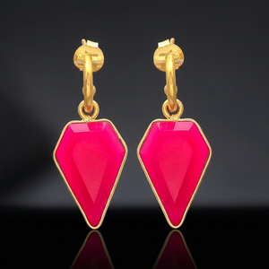 Fuchsia Crystal Rhinestone Drop Hoop <b>Earrings</b> 14K Gold Plated Zinc Alloy Statement Jewelry for Women Stud <b>Earrings</b> Party - Product Image 3