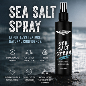 Spray capillaire au sel de mer pour hommes BARBERPASSION, certifié MSDS ISO GMP CPNP, pour usage en salon, idéal pour les coiffures de plage. - Product Image 2