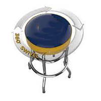 Tabouret de bar pivotant sans dossier en chrome à double anneau de la série Classic avec logo personnalisé