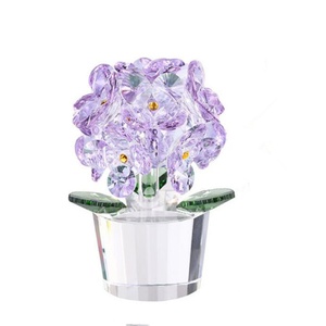 Nuevos Adornos Artísticos de Hortensias de Cristal, Suministro Directo de Fábrica de Flores Simuladas, Artesanías de Cristal para Decoración del Hogar - Product Image 4