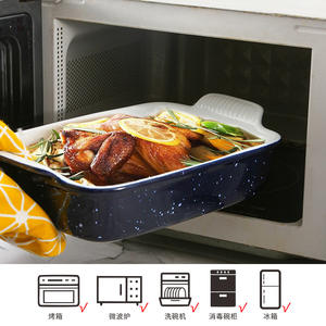 Plaque de cuisson en céramique de grande capacité Plaque de cuisson rectangulaire à usage domestique Four à <span class=keywords><strong>micro</strong></span>-ondes résistant aux hautes températures - Product Image 3