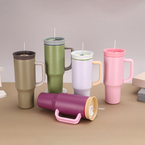 Gobelet en acier inoxydable transfrontalier de 40oz avec poignée isolée pour voiture Tasse à paille chaude/froide extérieure pour voyage-Ice King Cup - Product Image 1