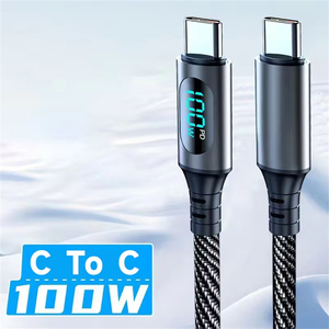 120 Wát siêu nhanh sạc Type-C LED Cable với màn hình hiển thị Nylon Áo khoác 6A max hiện tại tương thích cho cho điện thoại máy tính - Product Image 1
