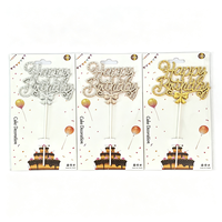 Décoration de gâteau Joyeux Anniversaire en strass dorés, lettres cursive en cristal, fournitures de fête, décorations d'anniversaire - Prix usine