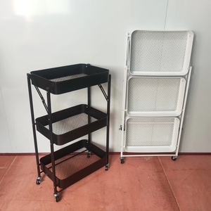 Estante de almacenamiento de acero plegable de instalación gratuita, carro pequeño para cocina y <span class=keywords><strong>organizador</strong></span> doméstico, soporte para espacio de armario - Product Image 1