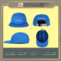 Casquette 5 panneaux personnalisée OEM de haute qualité, réglable, avec logo tissé pour la pêche, les aventures en plein air, la plage, 100%