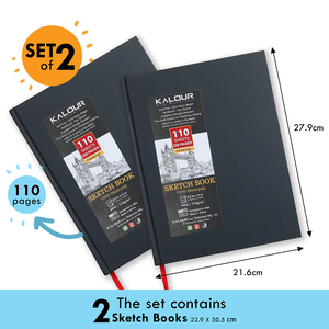 KALOUR Lot de 2 110 feuilles de 8x11 pouces, 220 pages, 68 lb, 100g/m2, carnet de croquis et de dessin avec couverture rigide pour esquisser et dessiner - Product Image 5