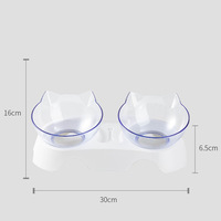 Bols doubles surélevés personnalisés OEM pour chats et chiens, avec base antidérapante, ensemble de bols doubles transparents détachables pour nourriture et eau pour chats
