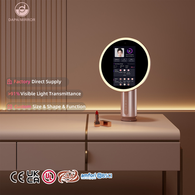 Manufacturers 3 Colors Modes Brightness Adjustable Stand Suction Base AR Virtual Makeup AI Skin Analysis Smart LED Vanity Mirror