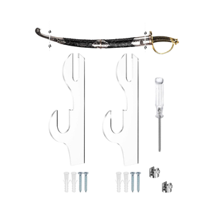 Uxcell 1 Juego de Soportes Modernos y Ecológicos para <span class=keywords><strong>Espadas</strong></span>, de Acrílico, para Montar en la Pared, Exhibición Transparente, 2 Estantes, Superficie Pulida - Product Image 1