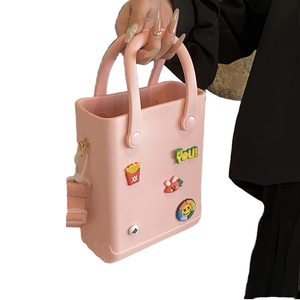 Hot Sale Stylish Multi-color Girls Small <b>EVA</b> Waterproof Beach Bag Two Open Kid Gift Lightweight Rubber DIY Tote Summer Washable - Product Image 1