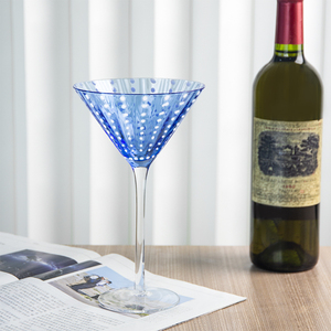 Lot de Verres Créatifs en <span class=keywords><strong>Verre</strong></span> Bleu Sans Plomb, Flûtes à Champagne et Verres à Cocktail en Cristal à Pois Blancs - Product Image 5