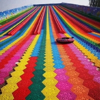 Grand équipement de parc d'attractions extérieur, couleur et taille personnalisées, patinage à roulettes, toboggan double arc-en-ciel, plastique écologique HG