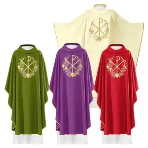 Chasuble天主教法衣紫色刺绣主教水泥Chasubles教堂