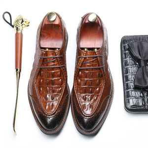 High Quality <b>Pointed</b> Toe Autumn Business Moccasin Shoes Lace-Up Closure Genuine Leather Upper Comfortable Dress Shoes - Product Image 1