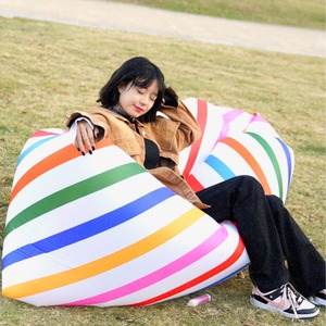 Inflatable Air Sofa Outdoor Portable Multicolor Striped Design Camping Picnic Use - Product Image 1