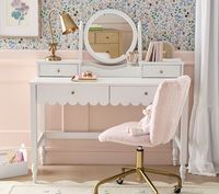 Coiffeuse pour enfants de chambre à coucher pour filles Coiffeuse moderne avec miroir et tiroirs