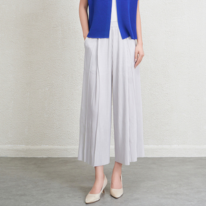 Vendite dirette in fabbrica da <span class=keywords><strong>donna</strong></span> nuovi <span class=keywords><strong>pantaloni</strong></span> pieghettati larghi lunghi fino alla <span class=keywords><strong>caviglia</strong></span> a vita alta <span class=keywords><strong>con</strong></span> chiusura elastica in vita per l'estate - Product Image 3