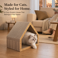 Maison à gratter pour chat en forme de pyramide, lit vertical en bois pour chat, nid de chat en carton ondulé, jouet pour chat d'intérieur