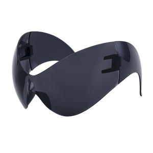 Lunettes de soleil de cyclisme surdimensionnées pour femmes, protection UV400, monture PC, verres noirs, style œil de chat Y2K, vente en gros transfrontalière - Product Image 2
