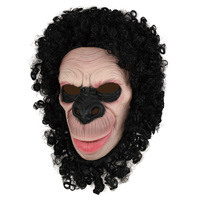 Masque de Tête en Latex pour Fête Costumée, Masque de Singe Animal pour Hommes Femmes, Masque de Clown d'Halloween, Masque de Diable à Cornes, Équipement de Tête