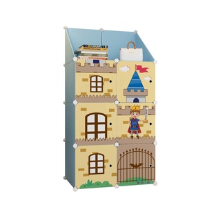 Armoire modulaire pliable, structure robuste, <span class=keywords><strong>étagère</strong></span>s en <span class=keywords><strong>plastique</strong></span> PP à double niveau pour une utilisation en garde-robe - Product Image 1