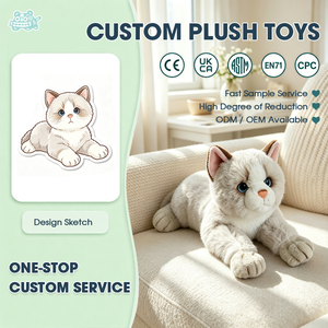 Peluche chat blanc personnalisée, adorable, jouet en peluche doux, chaton kawaii, coussin décoratif, cadeau d'anniversaire pour enfants - Product Image 1