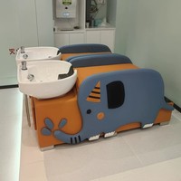 Station de lavage de cheveux pour enfants en gros, design éléphant, avec lavabo en céramique et repose-pieds pour salon