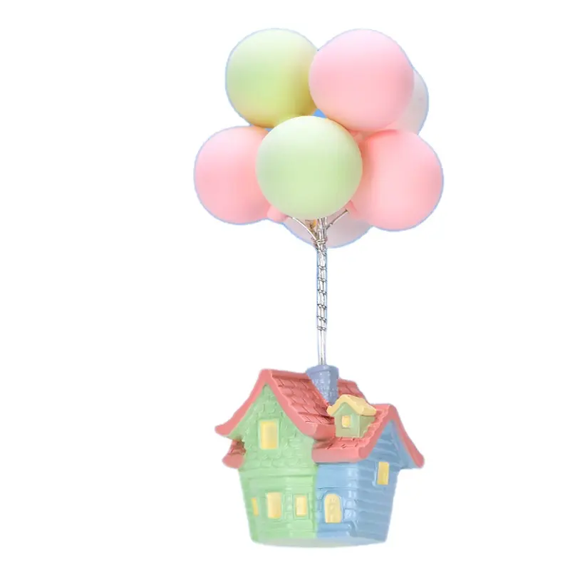 Cartoon Flying Balloon Building Blocks House giocattoli per bambini ornamenti per acquari decorazioni per castello in resina Fairy House Resin