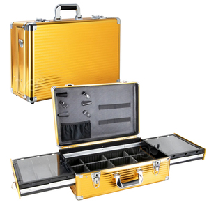 Estuche de transporte de peluquero al por mayor caja de cosméticos de <span class=keywords><strong>peluquería</strong></span> <span class=keywords><strong>profesional</strong></span> <span class=keywords><strong>maleta</strong></span> para peluquero dorado - Product Image 1