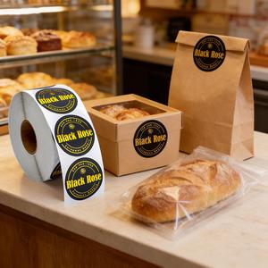 Custom Printing Eco-Friendly Heat-Resistant Non Residue Sticker Die Cut Waterproof Takeout Fast Food Adhesive Label Packaging - Product Image 2