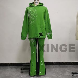 Fabricante de Conjuntos Deportivos, Sudadera con Apliques Bordados Personalizados, Pantalones Deportivos Acampanados, Ropa Urbana, Lavado Ácido, Conjunto Deportivo Oversize para Hombre - Product Image 2