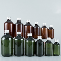 Bouteille Boston en PET avec bouchon à vis en aluminium pour emballage de lotion, logo personnalisé, 100 ml, 150 ml, 200 ml, 300 ml, 400 ml, 500 ml, pour shampoing et huile capillaire