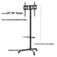 Chariot TV mobile en acier SPCC, pivotant, VESA 600*400MM, support au sol pour écrans de 32 à 75 pouces, roulettes verrouillables, étagère DVD, capacité de charge de 50 kg