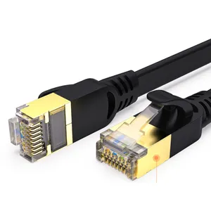 Terlindung FTP SFTP Cat6A CAT7 Patch Datar Kabel RJ45 Kawat Ethernet Perisai Flat Copper Patch Kabel 1 M 2 M 3 M 5 M 10 M 15 M Jumper