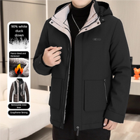 Veste d'hiver personnalisable avec logo, doublure intérieure en graphène, épaisse et chaude, avec 90% de duvet de canard blanc et capuche