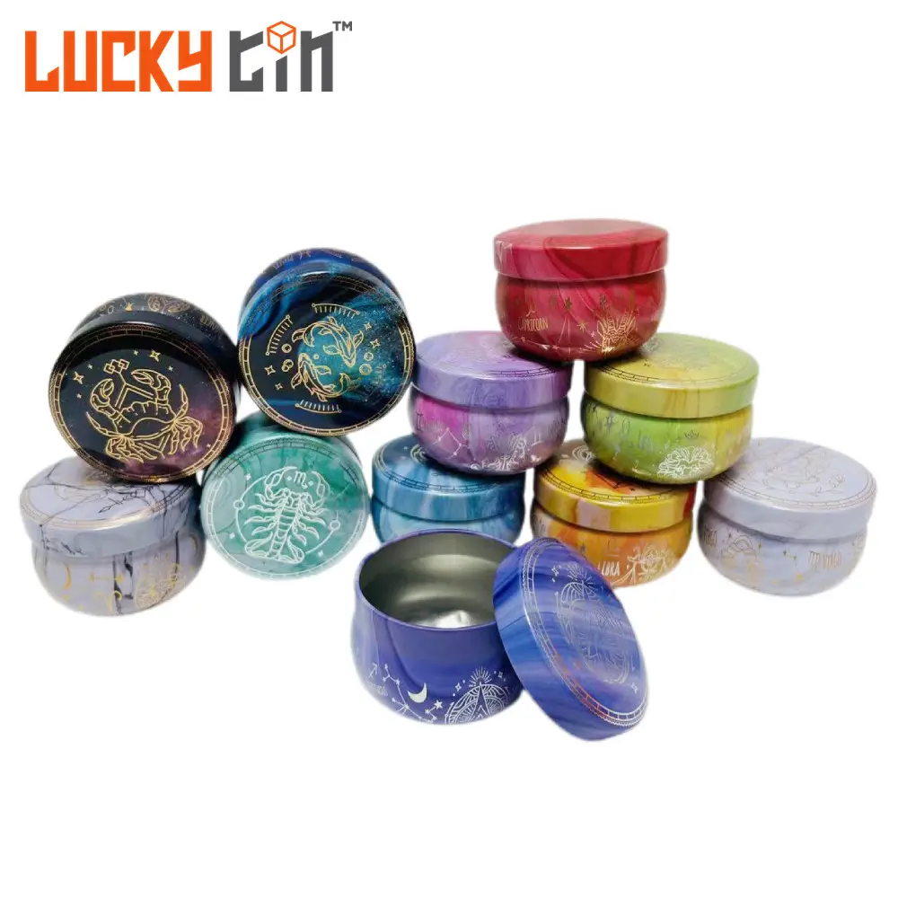 Custom 2 Oz Blikken Pot Luxe Geurende Metalen Container 2 Oz Naadloze Lege Mini Kaars Vol Blik Voor Kaars Maken Met Deksel