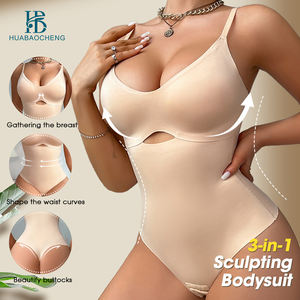 Body Shaper Sem Costura para Mulheres com Controle Médio, Botões de Pressão, Abertura na Parte de Cima e Levantamento de Bumbum e Seios - Product Image 1