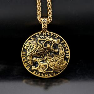 Nuevo Colgante de Acero Inoxidable con Cabeza de Lobo en Relieve, Estilo Nórdico Vikingo, con Letra del Brújula de Odín, Joyería de Acero de Titanio, 2026 - Product Image 4