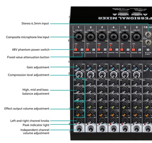 Mezclador de Audio BHA MR10 de 10 Canales, Consola de Mezcla de Sonido para DJ con USB y Bluetooth, Alimentación Fantasma de 48V, 99DSP, Efectos Digitales, para Escenario en Vivo y Estudio - Product Image 5