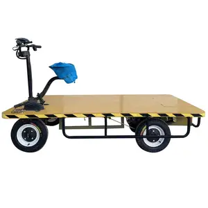 Hot Selling Elektrische Flat Transport Voertuig Tuinplatform Truck Elektrische Trolley Karren Logistieke Trolley