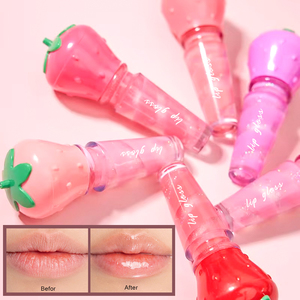 CC36484 pelembap bibir Label pribadi berkilau berkilau banyak warna berbentuk stroberi kreatif lucu grosir Lipbalm tahan lama