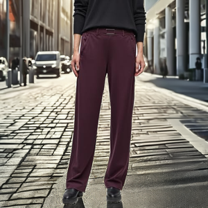 Pantalon décontracté pour femme Pointline 2026 Automne Hiver, taille haute élastique, en coton, coupe large et droite, ODM - Product Image 2