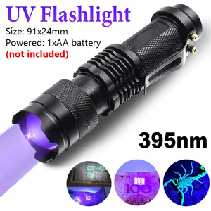 1*14500 Pin Xách Tay Tím Torch Ánh Sáng 395nm Ánh Sáng Màu Đen Vật Nuôi Tiền Linterna Edc UV Đèn Pin - Product Image 2