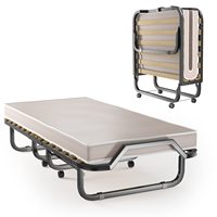 Lit double européen rembourré avec sommier à lattes en acier et espace de rangement, beige, pour bureau, hôtel et usage domestique